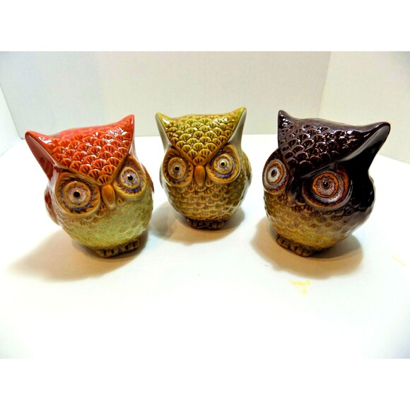 NEW Good Luck Owls Figurines Sculpture Fall Decor - Picture 2 of 4